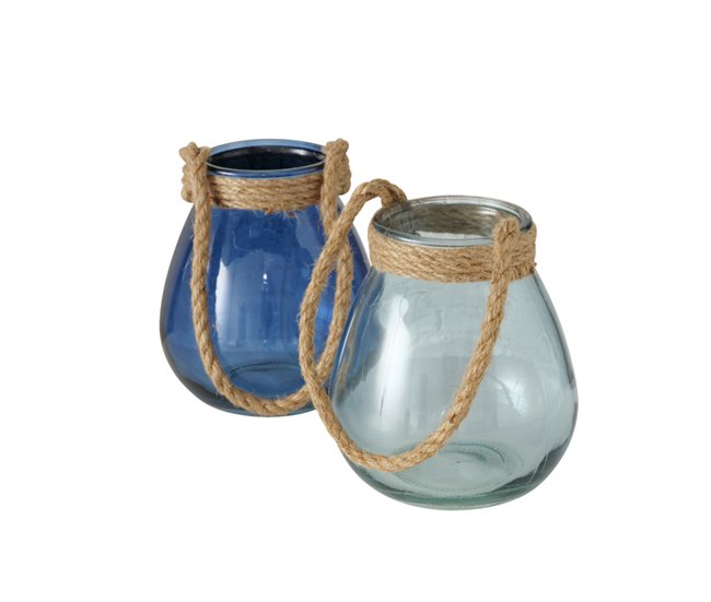 Lanterna decorativa de vidro SURI sortida Azul