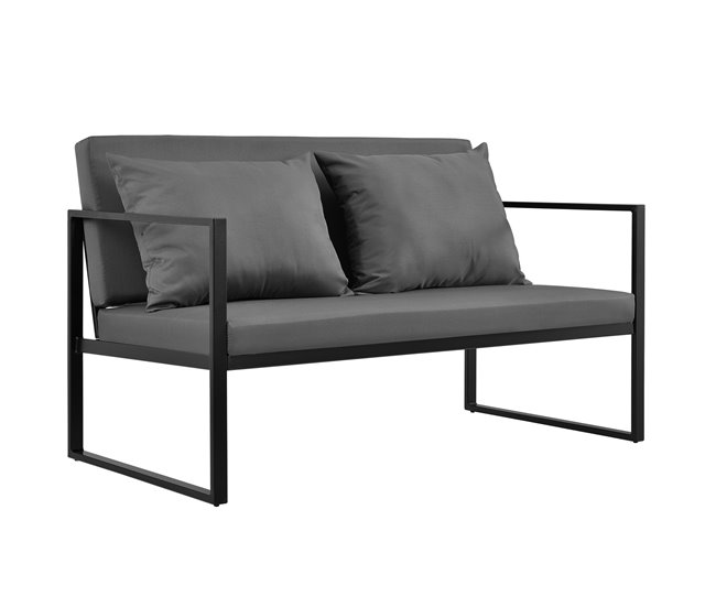 [casa.pro] Conjunto de mobiliário de jardim 2x cadeiras de jardim Preto