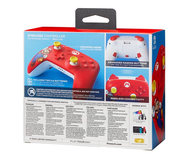 Controlo remoto sem fios para videojogos MARIO Vermelho