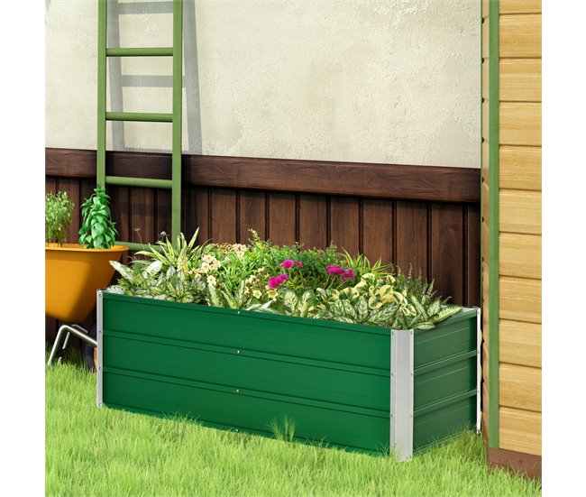 Caixa de Plantio Aço Outsunny, varanda e jardim - jardinagem Verde