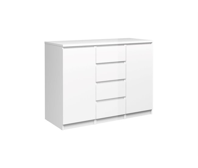 Aparador com 2 portas e 4 gavetas branco alto brilho NAIA Branco