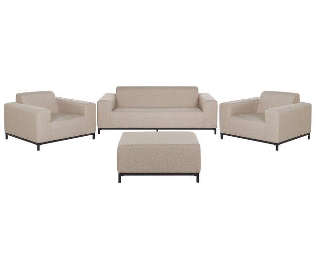 Beliani Conjunto lounge Poliéster ROVIGO Areia