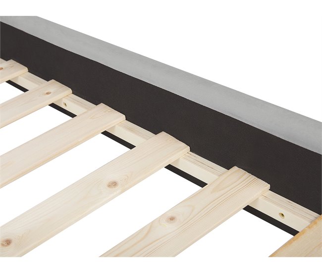 Beliani Cama com estrado Veludo AVALLON 152x233 Cinza Claro