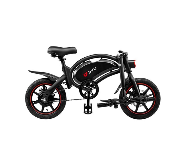 DYU D3F Bicicleta Elétrica  14" - Potência 250W Freio a Disco Preto