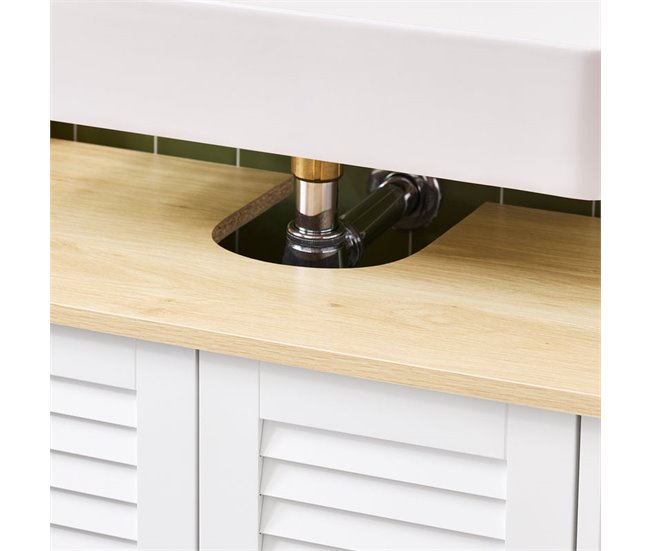 Armário de lavatório para lavatório FRG237-WN SoBuy PT Branco/ Madeira