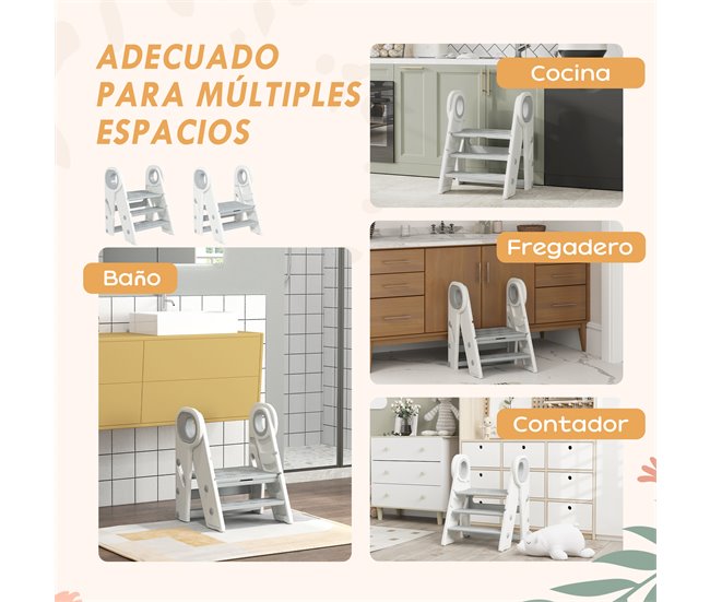 Escada de Apoio para Crianças HDPE e PP AIYAPLAY Cinza