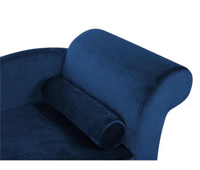 Beliani Chaise longue versão à direita Veludo LUIRO Azul Marino