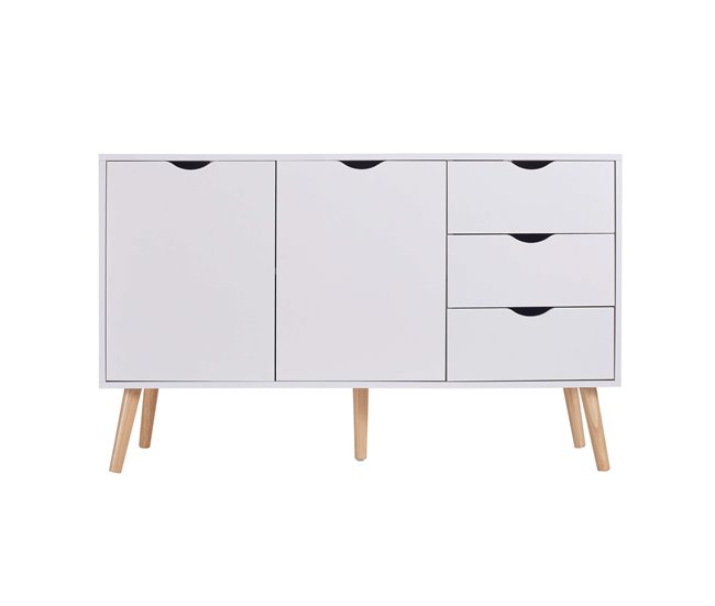 Aparador Fiano Nordic, sala de estar estilo moderno Branco