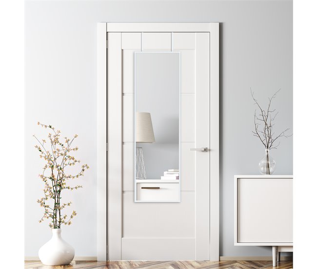 [en.casa] Espelho de porta Lesina com 2 ganchos de alumínio 120x37cm - Preto [en.casa] 37x2 Branco