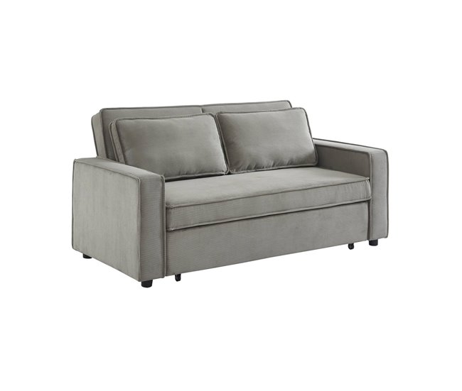 Sofá-cama de bombazina de 3 lugares, Chill Cinza Claro
