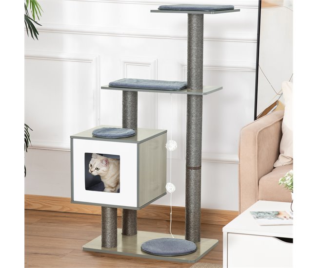 Árvore Arranhadora para Gatos MDF, Sisal PawHut Cinza