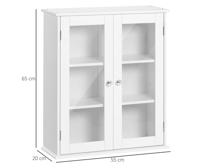 Armário Casa de Banho de Parede MDF e Vidro kleankin 55 Branco