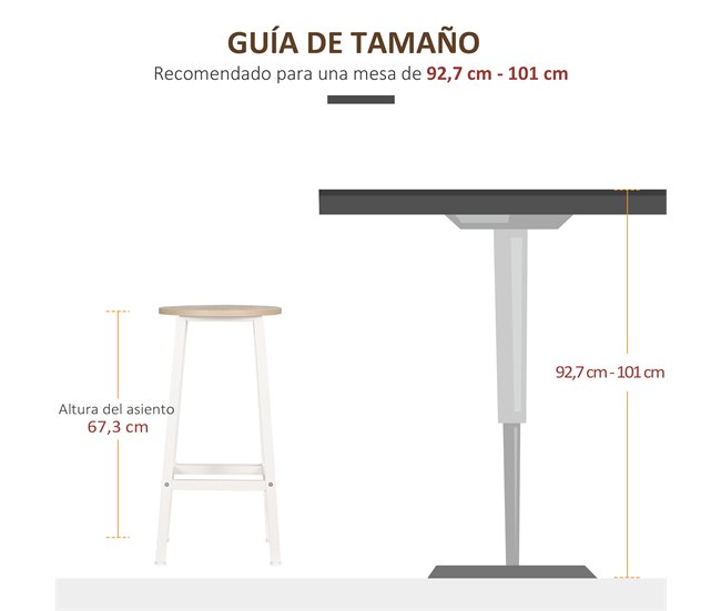 Bancos Altos Melamina de Madeira e Aço HOMCOM, casa - cadeiras Castanho
