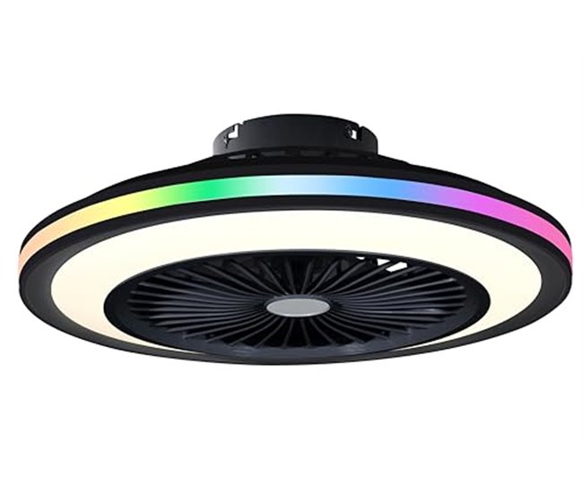 Dupi ventilador de teto energy air rgb led | função verão e inverno | 6 velocidades | controle remoto | luminária de teto de 50 cm | motor dc silencioso | lâminas reversíveis | pvc | branco