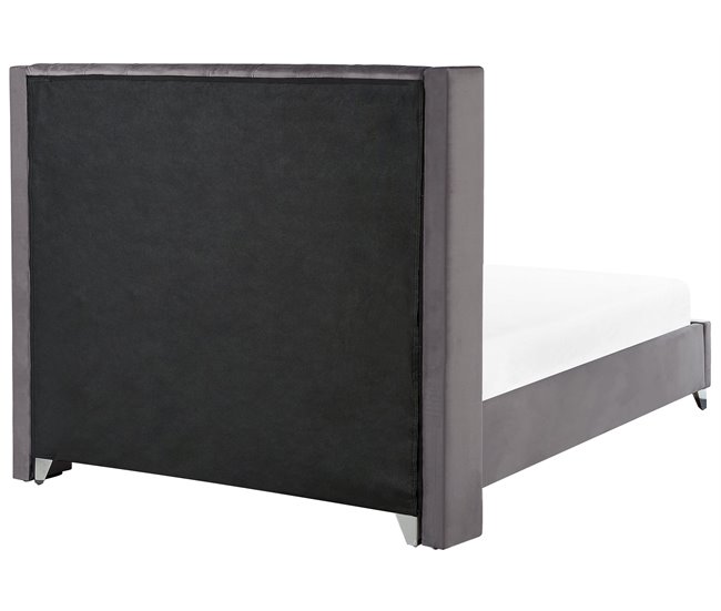 Beliani Cama Terciopelo LUBBON 209x215 Cinza