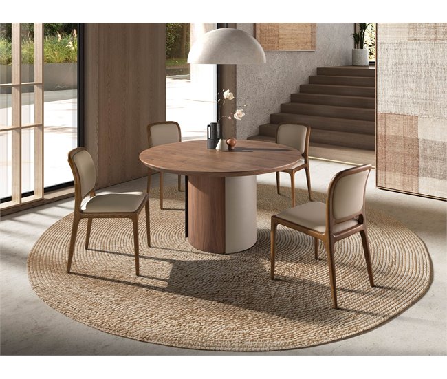 ANGEL CERDA Mesa de jantar redonda e aço 140x140 Nogal