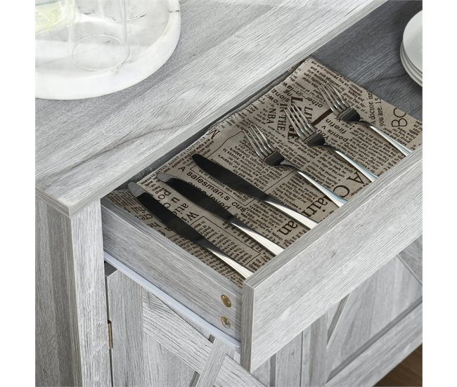 Aparador MDF, melamina de madeira HOMCOM, casa - cozinha 80 Cinza