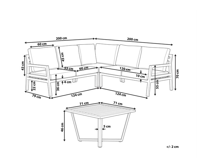 Beliani Conjunto lounge VIZZINI Cinza Escuro