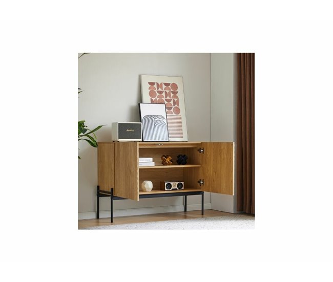 Aparador com 2 portas e pés em metal Madeira