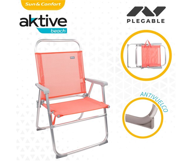 Cadeira alta dobrável em alumínio coral Aktive Laranja