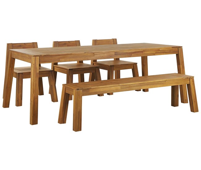 Beliani Conjunto de comedor LIVORNO Castanho