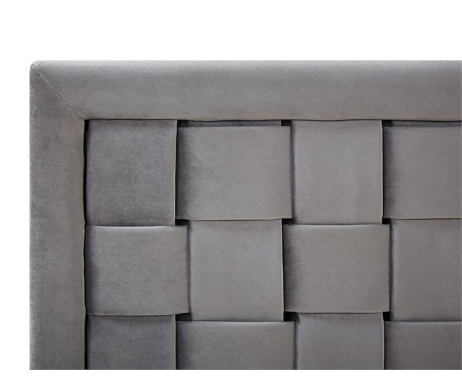 Beliani Cama com estrado Veludo LIMOUX 187x213 Azul Marino