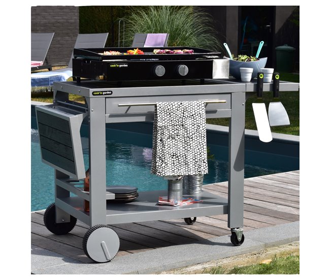 Cook'in Garden - Plancha a gás FINESTA 2B - 2 queimadores 5kW Preto