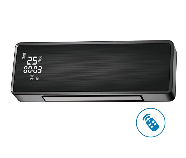 Aquecedor de parede split 2000 W com Wi-Fi e temporizador Preto