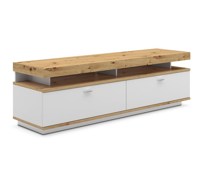 Móvel de televisão 190cm 2 gavetas CORSO Branco/ Madeira