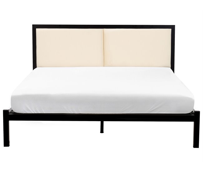 Beliani Cama com estrado Aço CLAMART 147x210 Bege