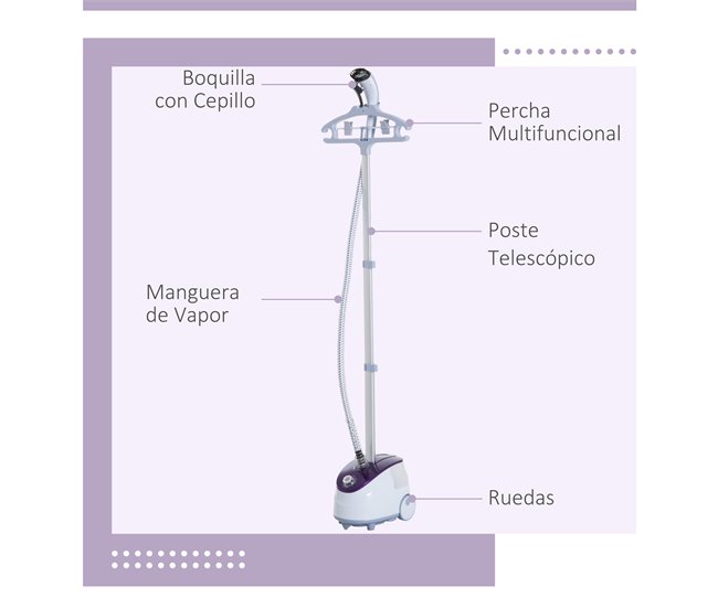Ferro de Engomar a Vapor PP e ABS HOMCOM Branco