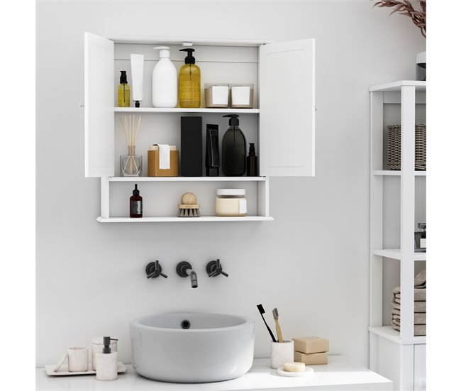 Armário de parede MDF espelho de vidro kleankin 56 Branco