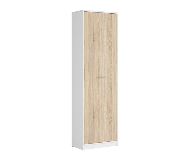 Armário alto de 1 porta Ewen Natural/ Branco