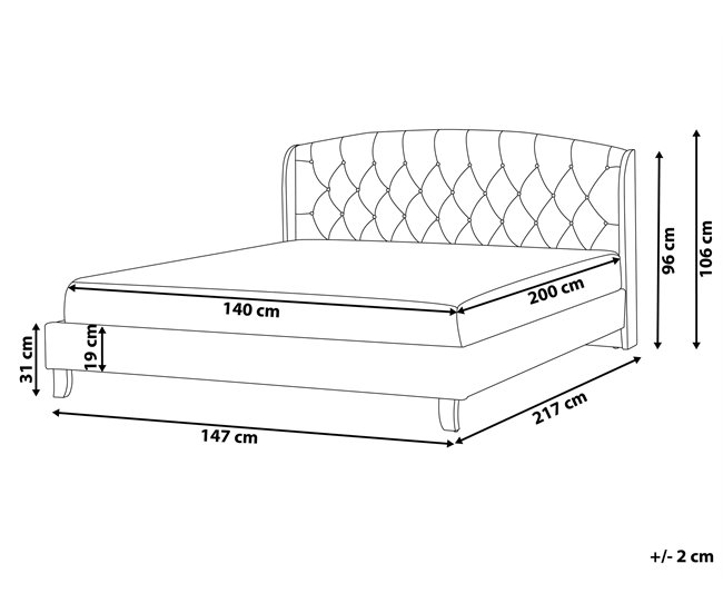 Beliani Cama com estrado Poliéster BORDEAUX 147x217 Bege