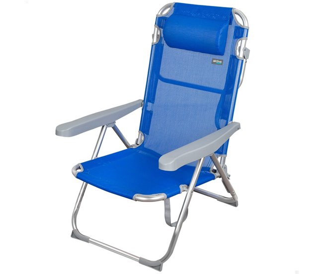 Cadeira de praia alta multiposições azul Aktive Azul