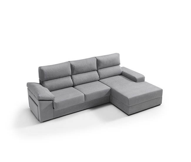 Chaise longue dereita com arrumação RUBIK Cinza