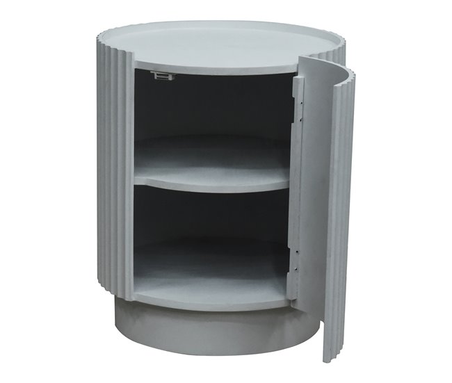 Mesa de apoio Rill redondo 2 compartimentos [en.casa] 40x40 Cinza