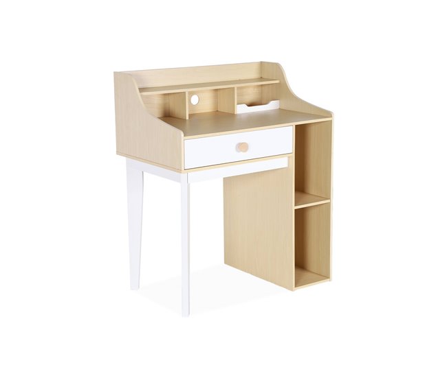 Secretária para crianças com gaveta e prateleiras 80x50 Branco