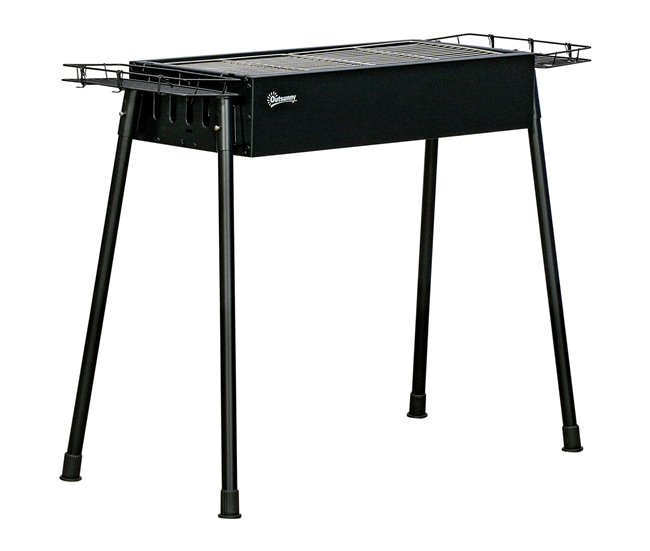 Barbecue a Carvão Aço Inoxidável e Metal Galvanizado Outsunny Preto