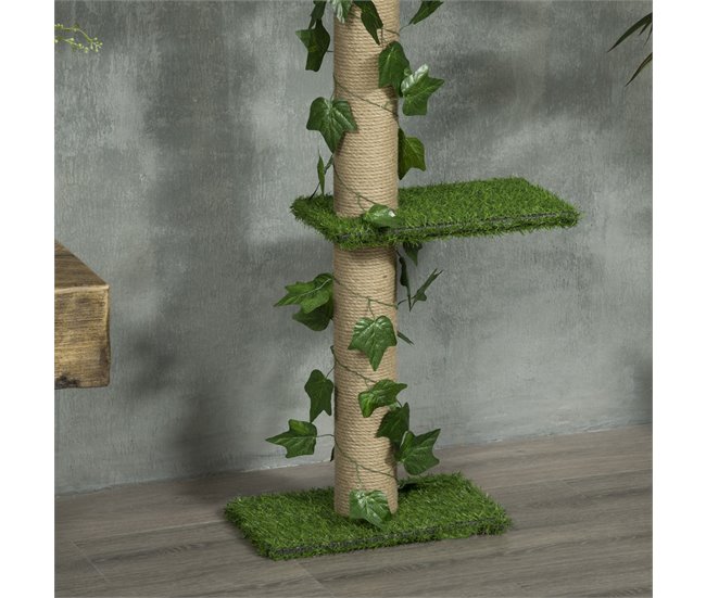 Árvore para Gatos Aglomerado de madeira, ABS e Juta PawHut Verde