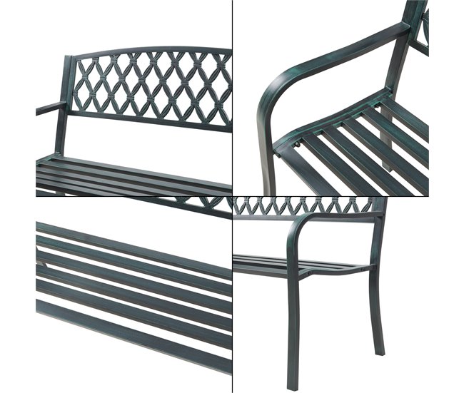 Banco de jardim exterior Opsasar de 3 lugares [casa.pro] 127x53 Branco