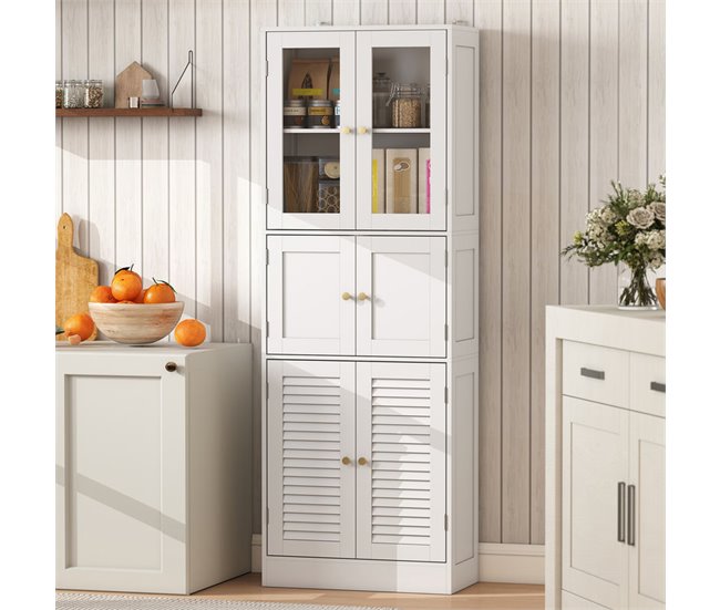 Armário Casa de Banho MDF e Vidro HOMCOM, casa - casa de banho Branco