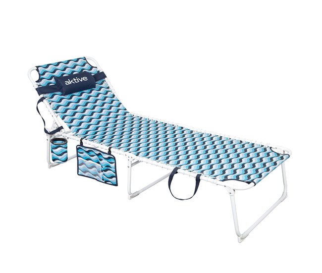 Aktive Espreguiçadeira de praia dobrável reclinável em 4 posições Azul