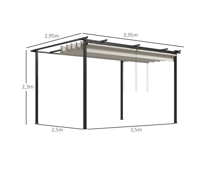 Pérgola de Exterior Poliéster e Metal Outsunny Cru