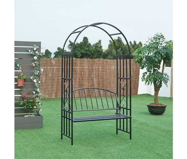 Arco rosa com banco Barile aço Preto