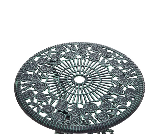 [casa.pro] Conjunto bistrô mesa de alumínio fundido + 2 cadeiras Branco