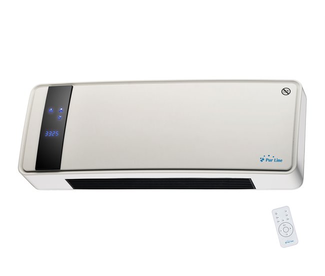 Aquecedor de parede cerámico 2000W com visor digital, controlo remoto Branco