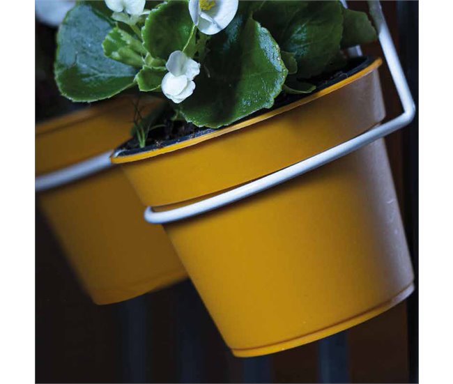 4 vasos cilíndricos Ø 14 cm com ganchos Cinza