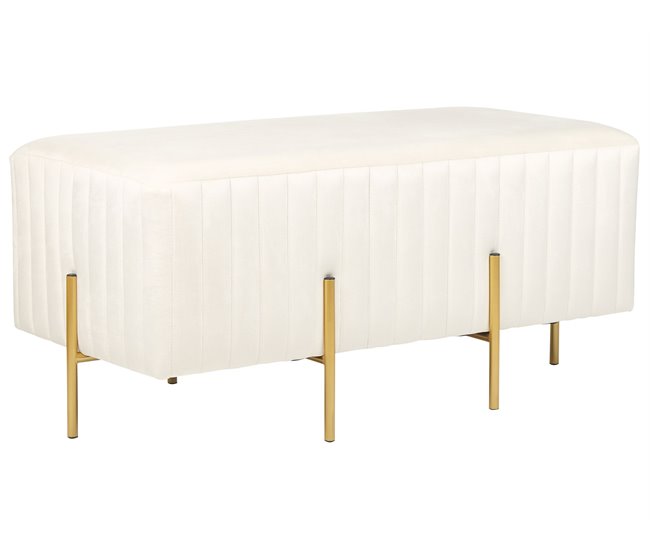 Beliani Tamborete Veludo DAYTON 93x48 Cinza Claro