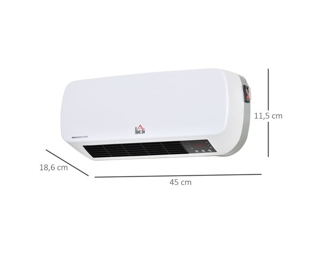 Aquecedor de Parede ABS, PP HOMCOM Branco